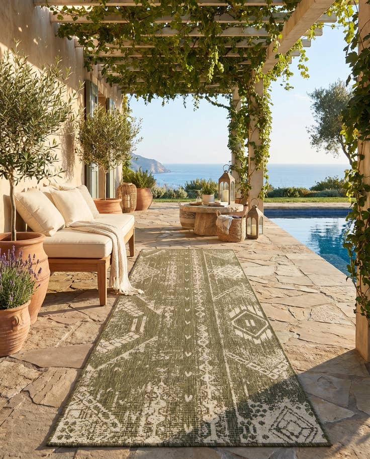 Detail image of 2' x 8' Easy-Clean Bohemian Indoor / Outdoor Runner Rug