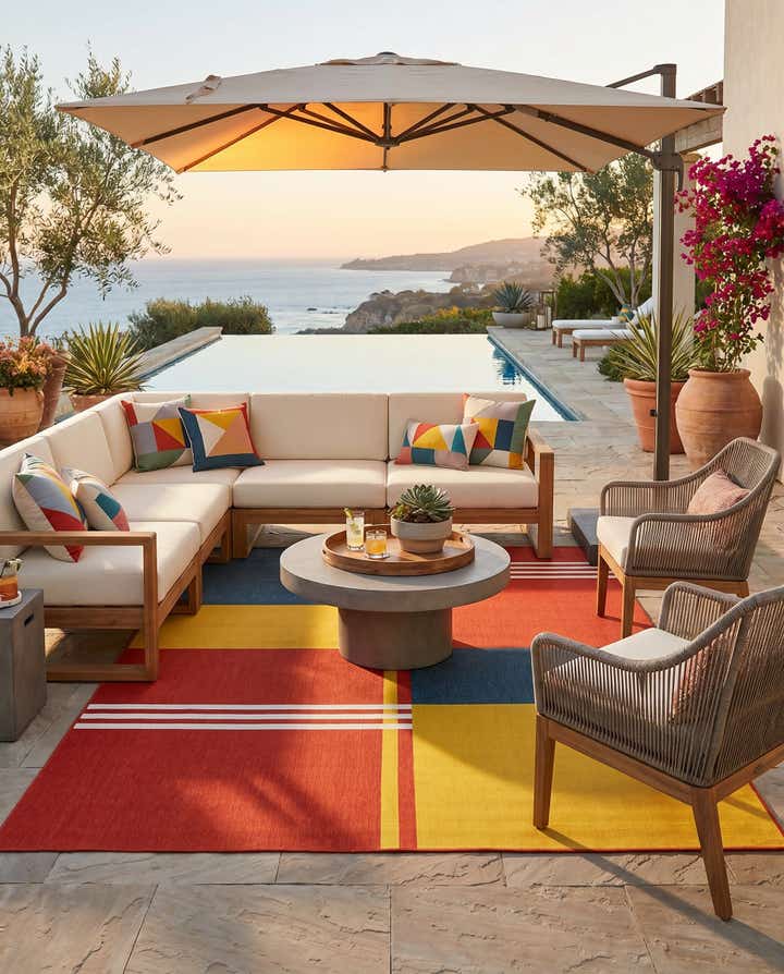 9' x 12' Easy-Clean Modern Indoor / Outdoor Rug