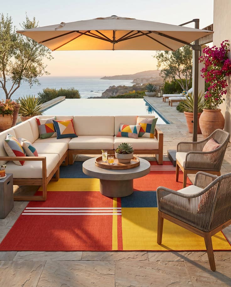 Detail image of 9' x 12' Easy-Clean Modern Indoor / Outdoor Rug