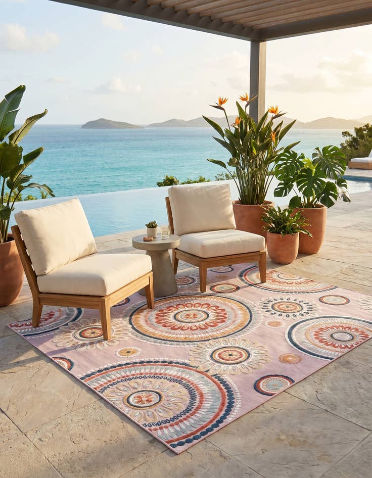 Detail image of 6' 4 x 9' Easy-Clean Botanical Indoor / Outdoor Rug