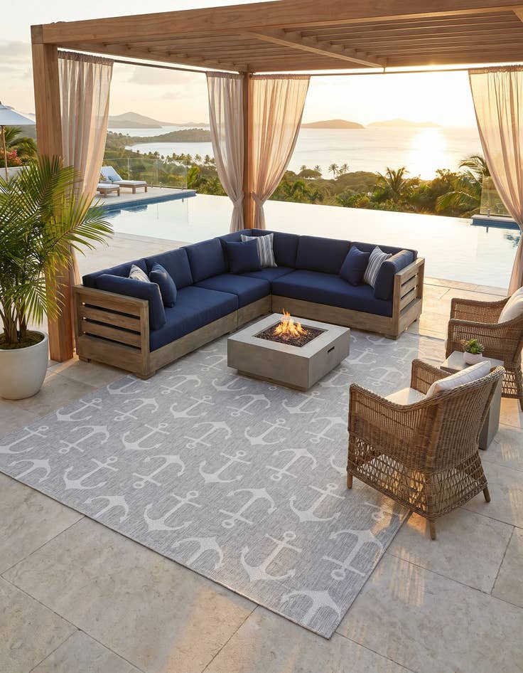 Detail image of 10' x 13' Easy-Clean Coastal Indoor / Outdoor Rug