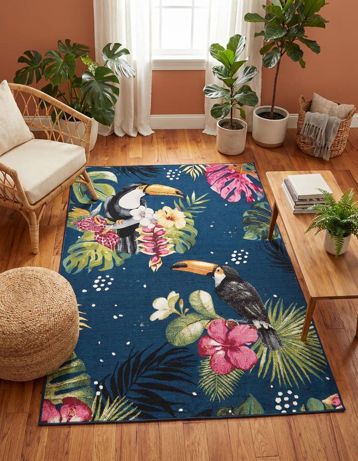 Detail image of 4' x 6' Easy-Clean Botanical Indoor / Outdoor Rug