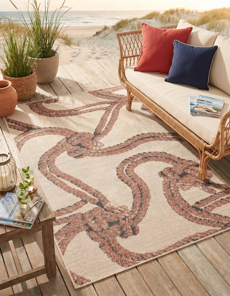 Detail image of 4' x 6' Easy-Clean Coastal Indoor / Outdoor Rug