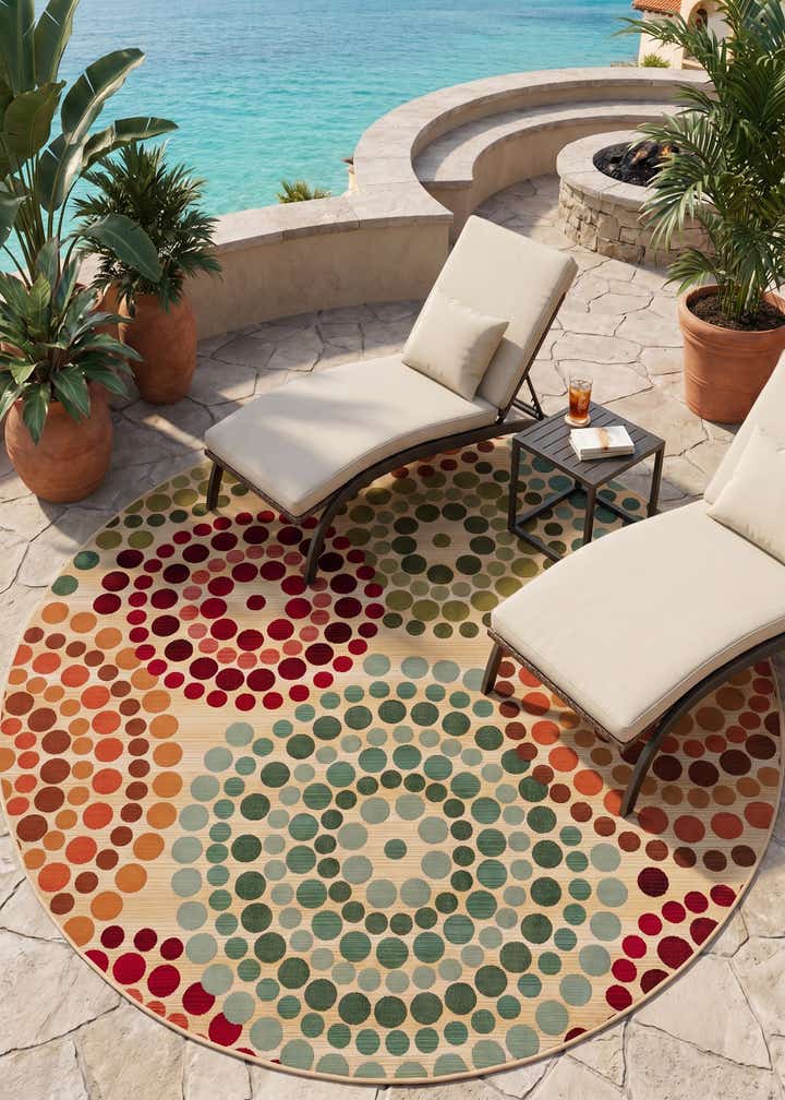 8' x 8' Easy-Clean Modern Indoor / Outdoor Round Rug