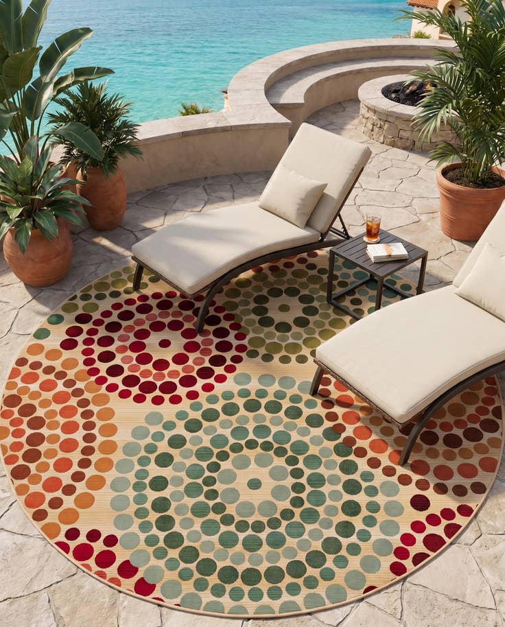 Detail image of 8' x 8' Easy-Clean Modern Indoor / Outdoor Round Rug