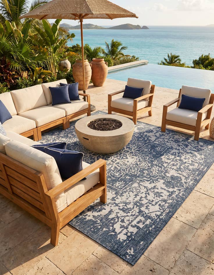 Detail image of 10' 8 x 10' 8 Easy-Clean Jill Zarin Dubai Indoor / Outdoor Square Rug