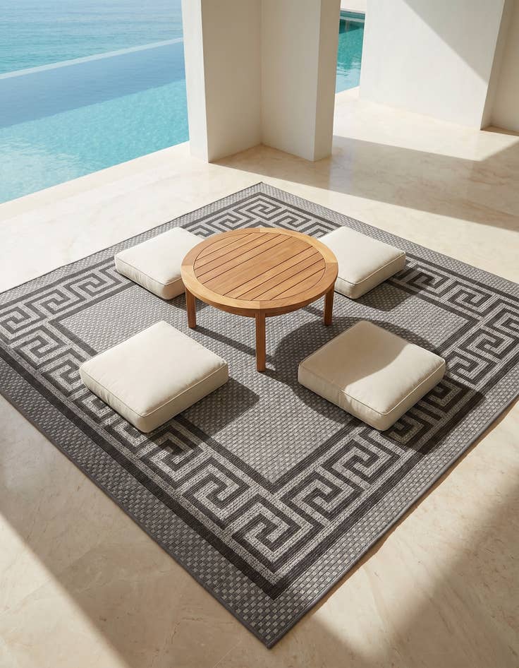 Detail image of 6' x 6' Easy-Clean Border Indoor / Outdoor Square Rug