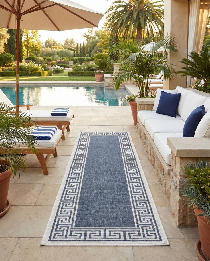 Detail image of 2' x 6' Easy-Clean Coastal Indoor / Outdoor Runner Rug