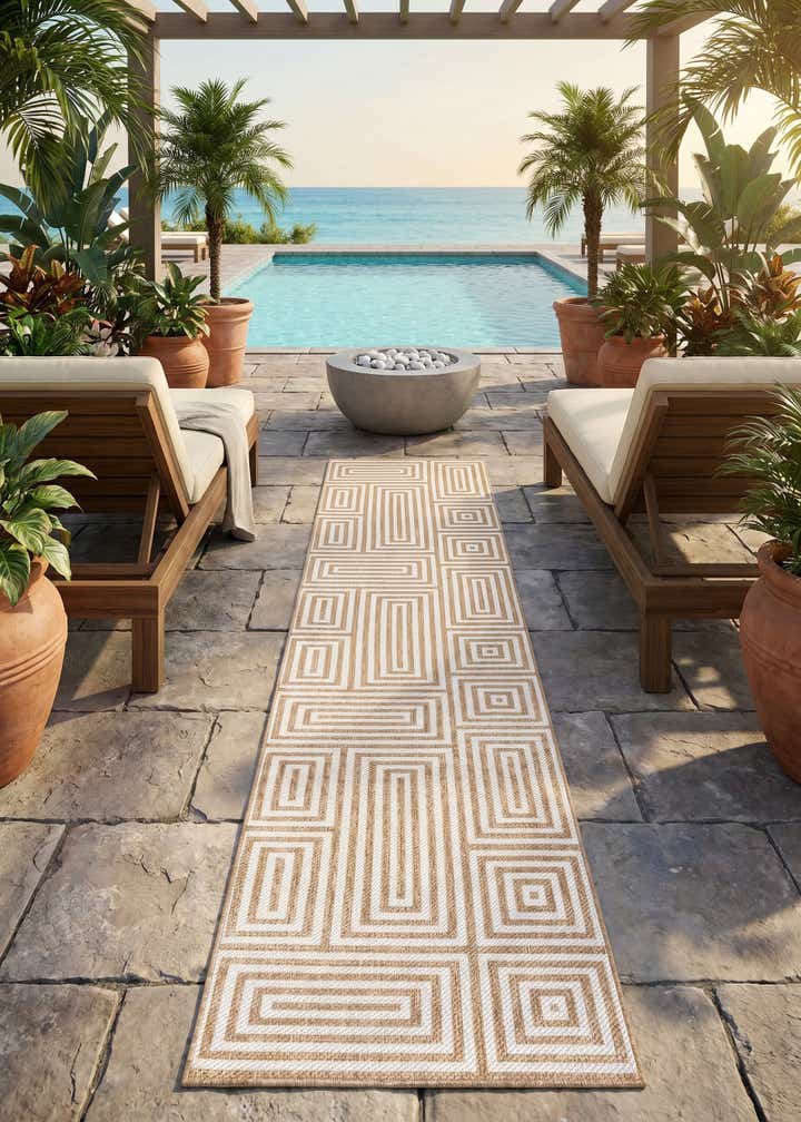 2' 7 x 12' Easy-Clean Modern Indoor / Outdoor Runner Rug