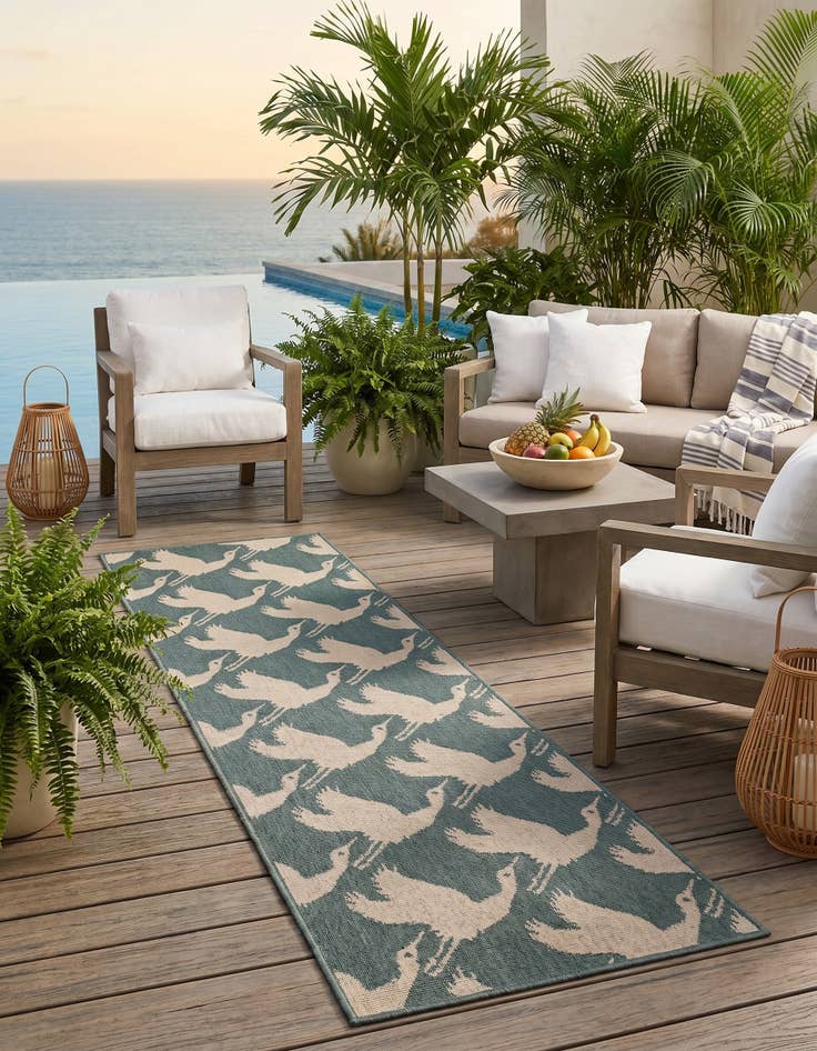 Detail image of 2' x 8' Easy-Clean Coastal Indoor / Outdoor Runner Rug