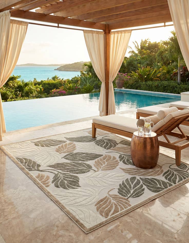 Detail image of 8' x 10' Easy-Clean Botanical Indoor / Outdoor Rug