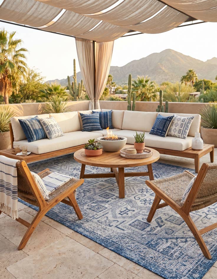 Detail image of 5' 3 x 8' Easy-Clean Aztec Indoor / Outdoor Rug