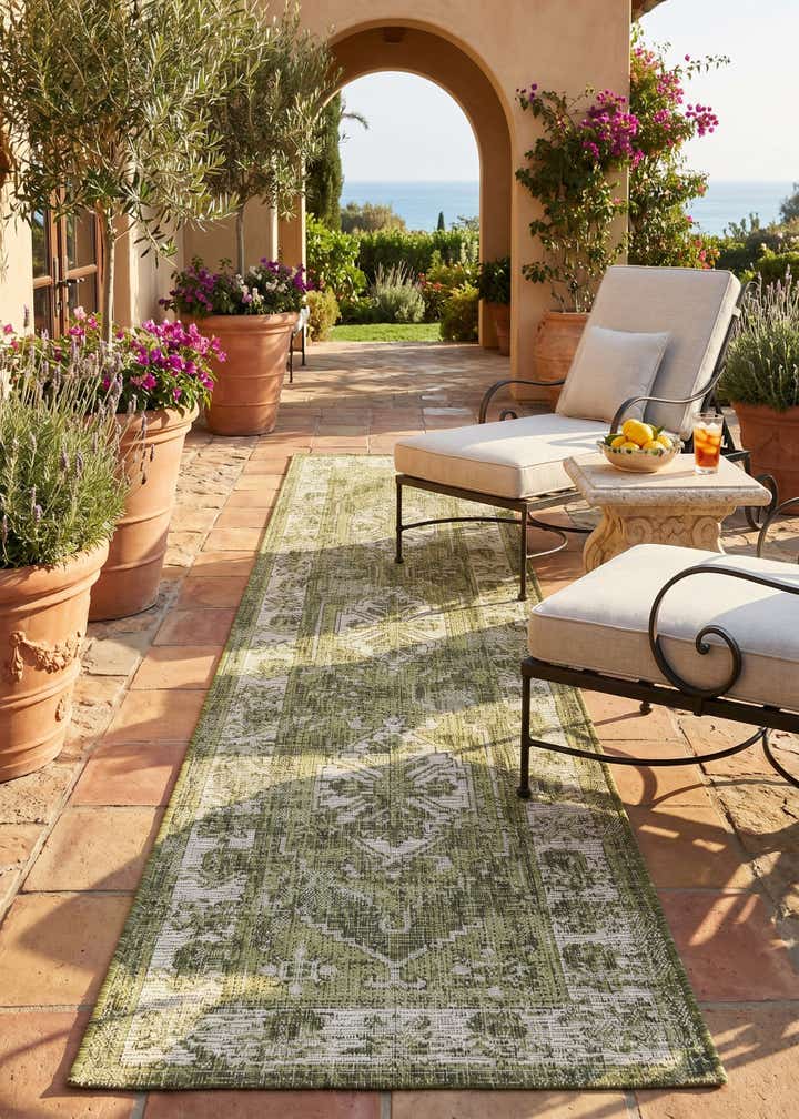 2' x 8' Easy-Clean Traditional Indoor / Outdoor Runner Rug