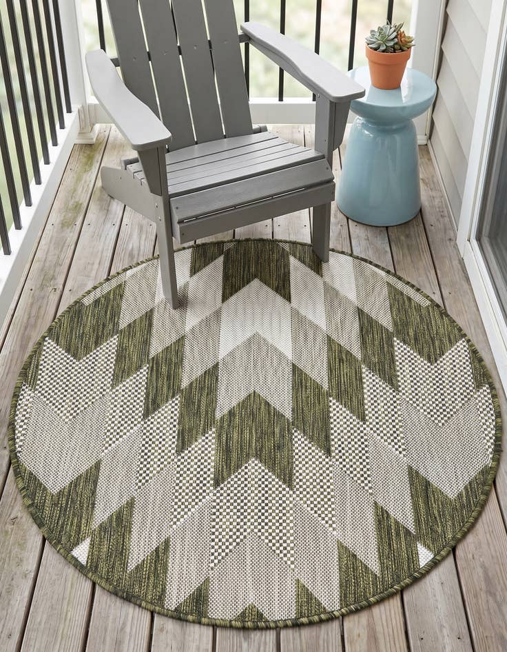 Detail image of 3' x 3' Easy-Clean Modern Indoor / Outdoor Round Rug