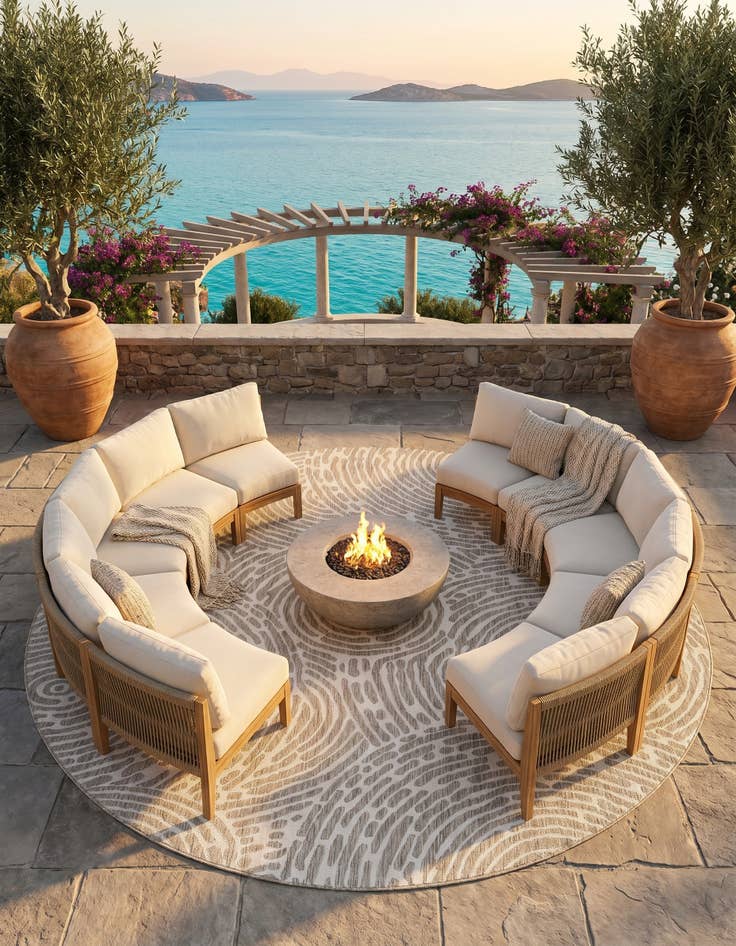 Detail image of 10' x 10' Easy-Clean Modern Indoor / Outdoor Round Rug