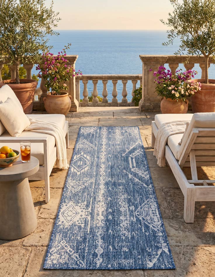 Detail image of 2' x 6' Easy-Clean Bohemian Indoor / Outdoor Runner Rug