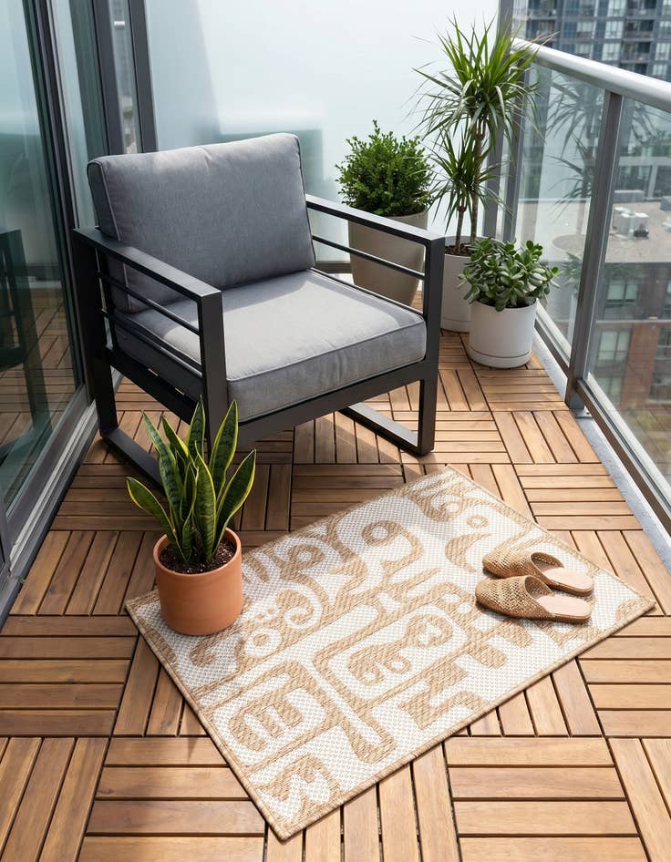 Detail image of 2' x 3' Easy-Clean Modern Indoor / Outdoor Rug
