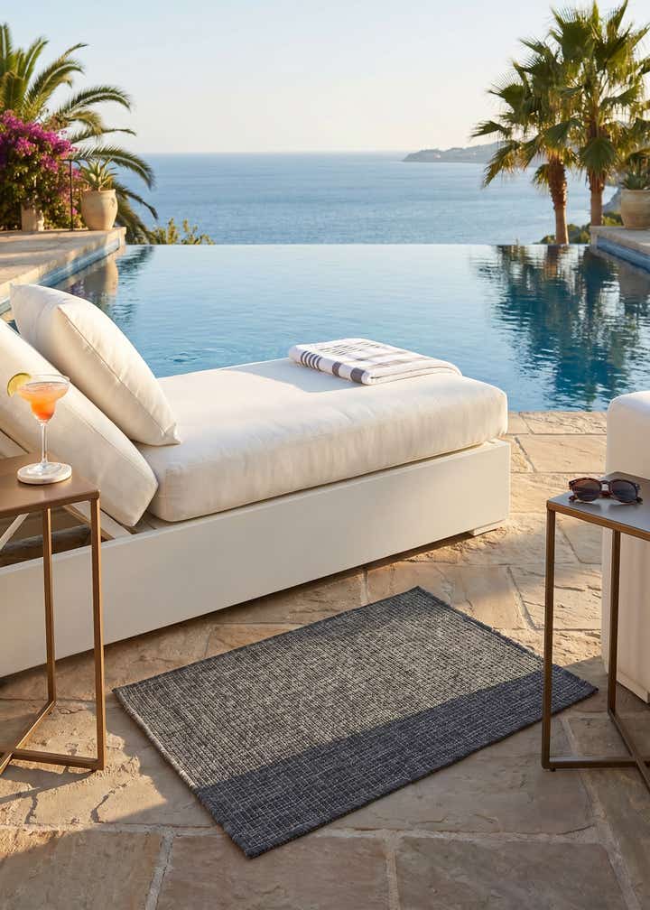 2' x 3' 1 Easy-Clean Solid Indoor / Outdoor Rug