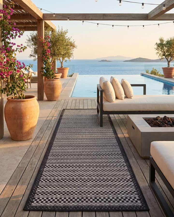 2' 2 x 6' Easy-Clean Border Indoor / Outdoor Runner Rug