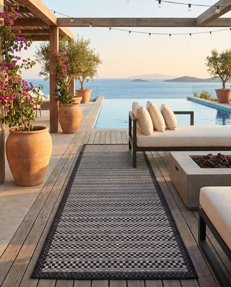 Detail image of 2' 2 x 6' Easy-Clean Border Indoor / Outdoor Runner Rug