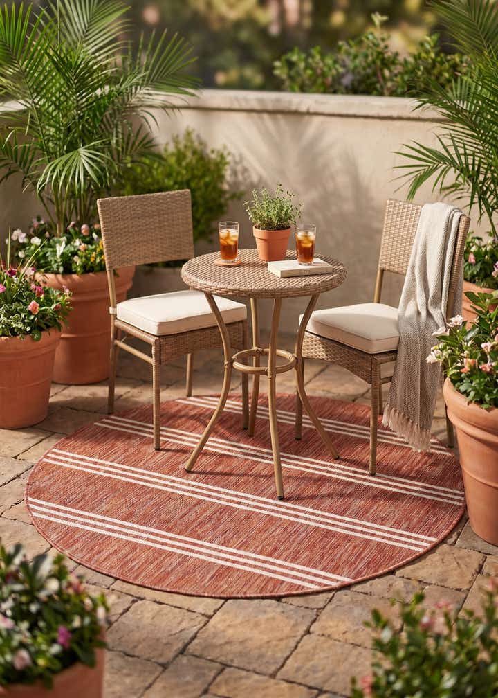4' x 4' Easy-Clean Jill Zarin Anguilla Indoor / Outdoor Round Rug
