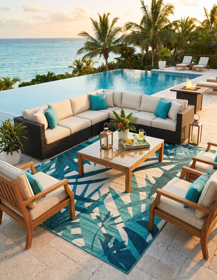 Detail image of 10' x 14' 2 Easy-Clean Botanical Indoor / Outdoor Rug