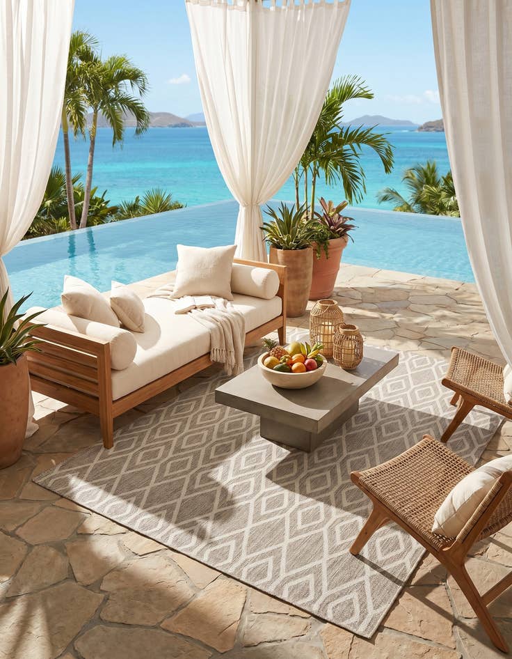 Detail image of 5' 3 x 8' Easy-Clean Jill Zarin Turks and Caicos Indoor / Outdoor Rug