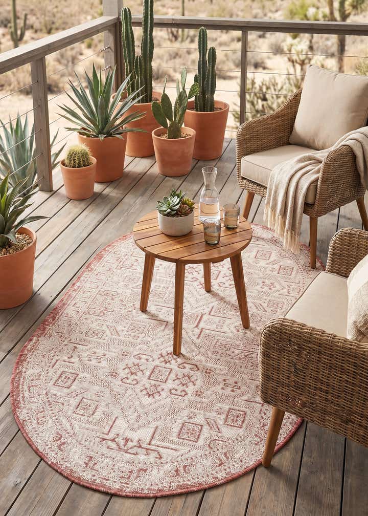 3' x 5' 3 Easy-Clean Aztec Indoor / Outdoor Oval Rug