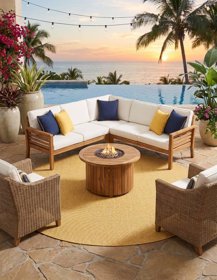 Detail image of 10' 8 x 10' 8 Easy-Clean Solid Indoor / Outdoor Round Rug