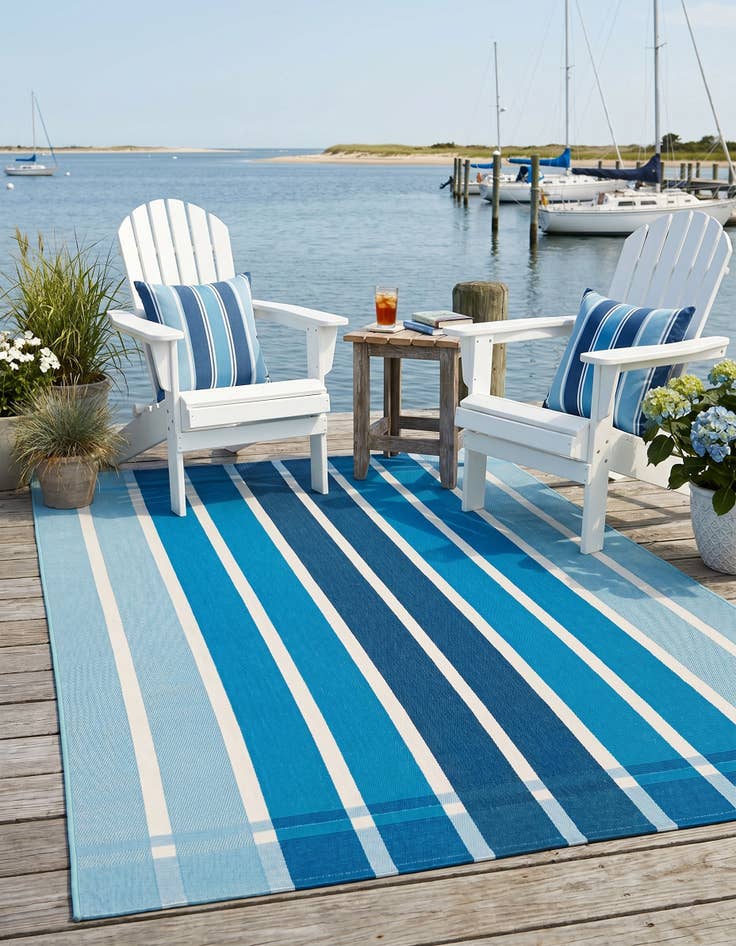 Detail image of 5' 3 x 8' Easy-Clean Striped Indoor / Outdoor Rug