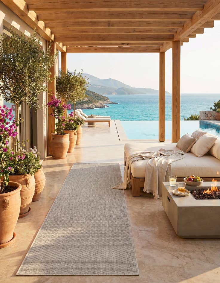 Detail image of 2' x 8' Easy-Clean Solid Indoor / Outdoor Runner Rug