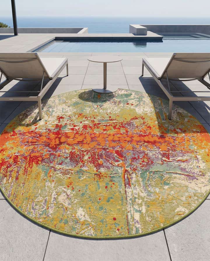 5' x 5' Easy-Clean Modern Indoor / Outdoor Round Rug