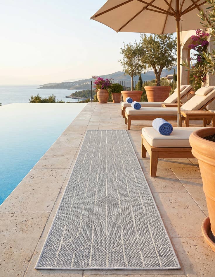 Detail image of 2' x 8' Easy-Clean Trellis Indoor / Outdoor Runner Rug