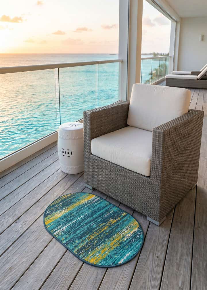 2' x 3' Easy-Clean Coastal Indoor / Outdoor Oval Rug