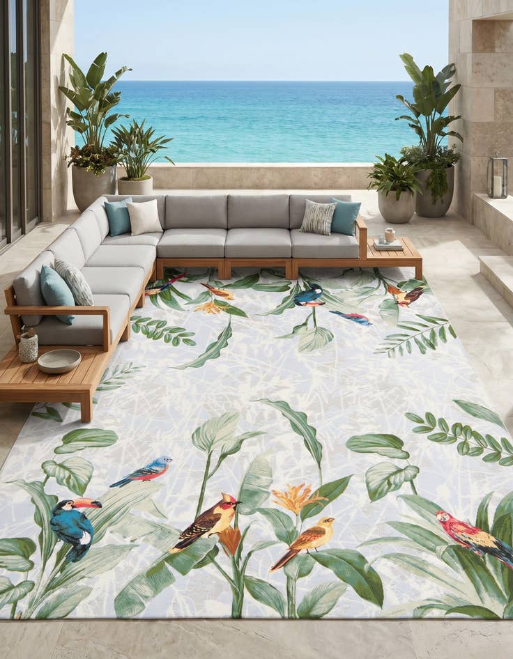 Detail image of 10' x 12' Easy-Clean Botanical Indoor / Outdoor Rug