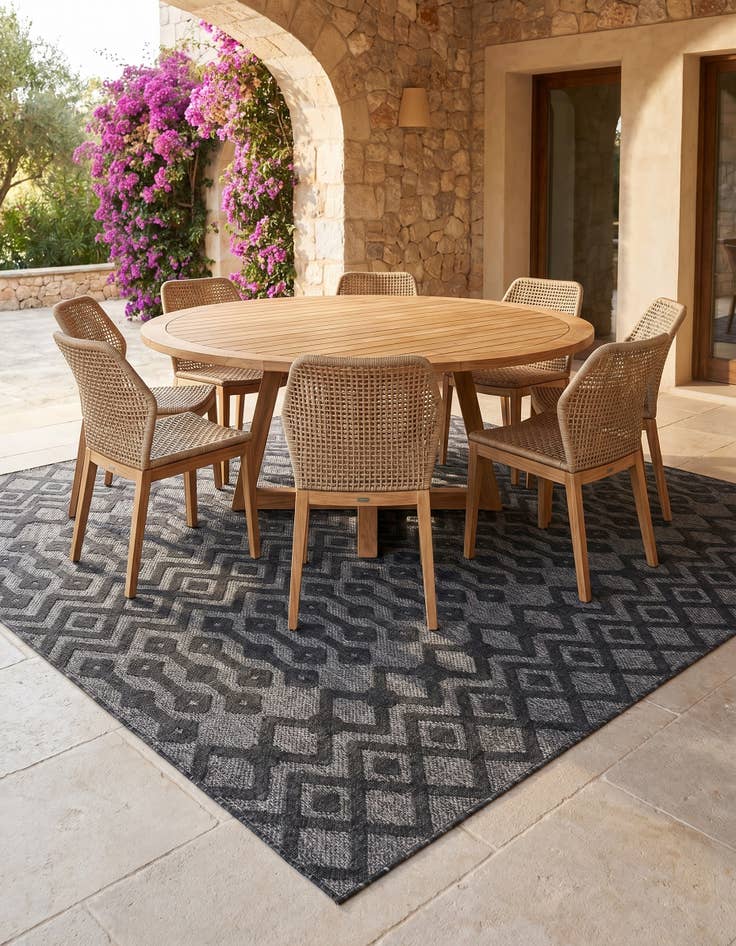 Detail image of 7' 10 x 7' 10 Easy-Clean Trellis Textured Indoor / Outdoor Square Rug