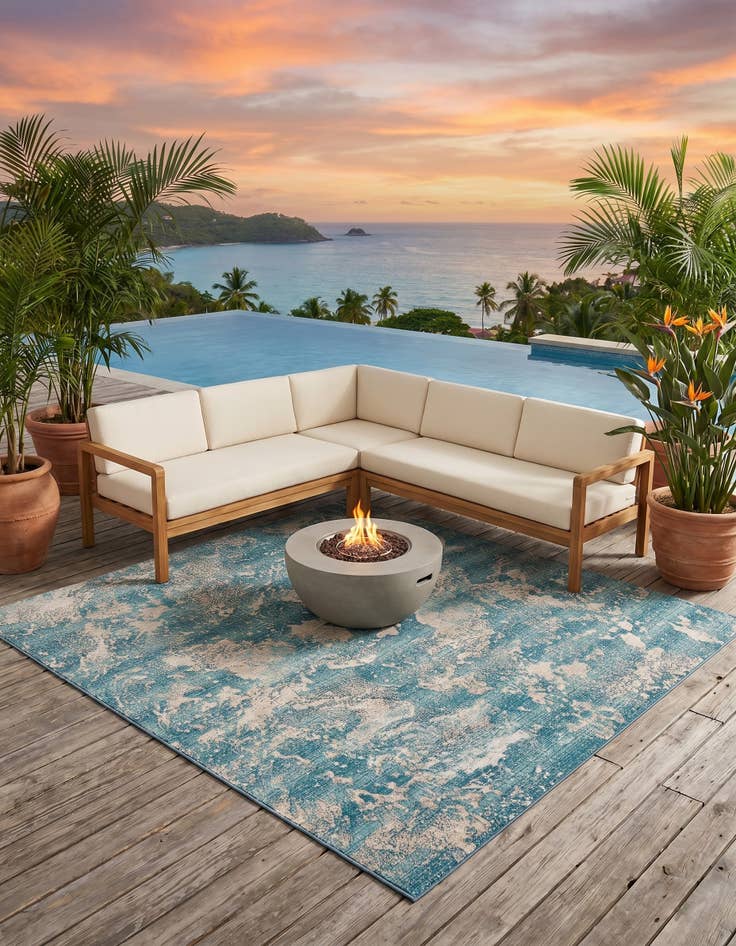 Detail image of 7' 10 x 7' 10 Easy-Clean Modern Indoor / Outdoor Square Rug