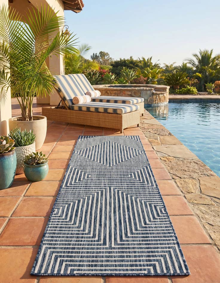 Detail image of 2' x 6' Easy-Clean Modern Indoor / Outdoor Runner Rug