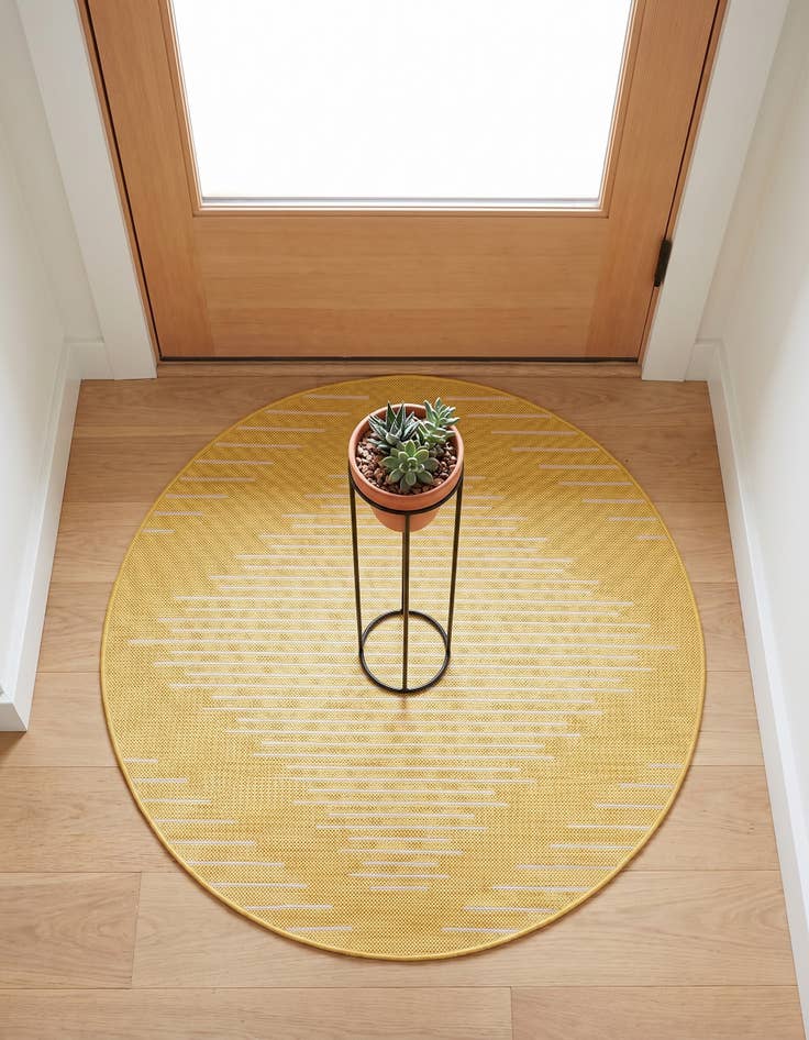 Detail image of 3' x 3' Easy-Clean Modern Indoor / Outdoor Round Rug