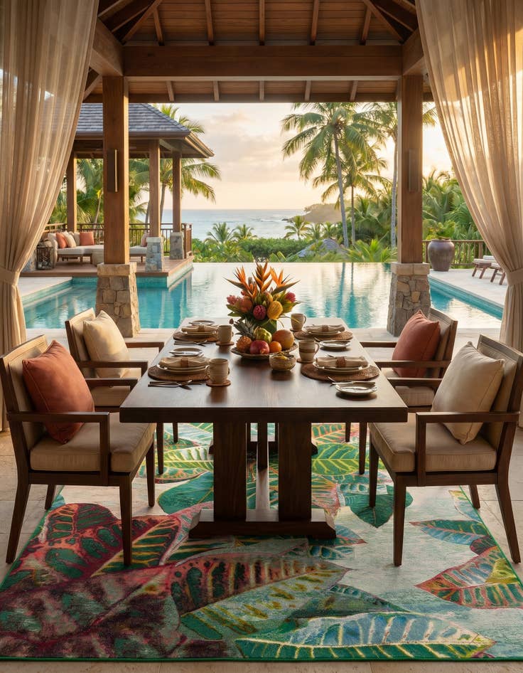 Detail image of 7' x 10' Easy-Clean Botanical Indoor / Outdoor Rug