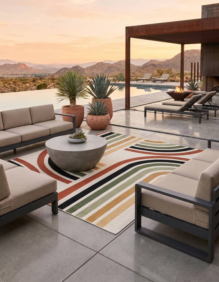 Detail image of 5' x 8' Easy-Clean Modern Indoor / Outdoor Rug