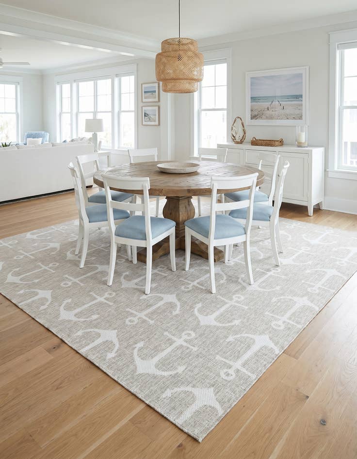Detail image of 10' x 10' Easy-Clean Coastal Indoor / Outdoor Square Rug