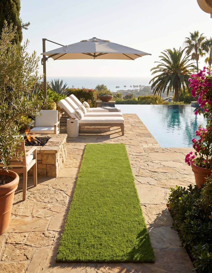 Detail image of 2' 7 x 12' Easy-Clean Grass Indoor / Outdoor Runner Rug