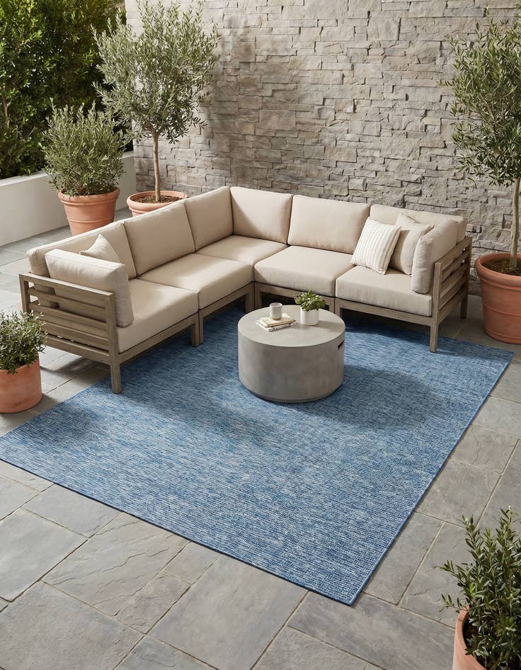 Detail image of 7' 10 x 7' 10 Easy-Clean Solid Indoor / Outdoor Square Rug