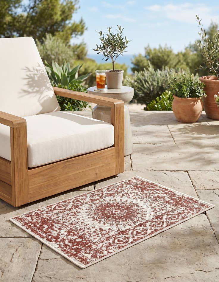 Detail image of 2' x 3' Easy-Clean Traditional Indoor / Outdoor Rug