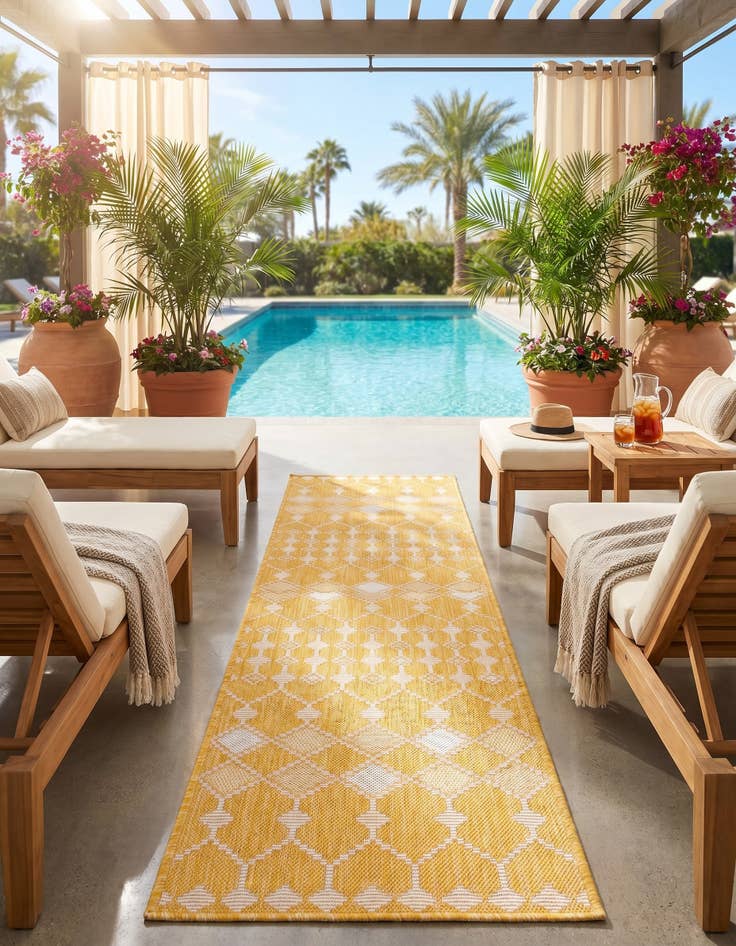 Detail image of 2' x 8' Easy-Clean Trellis Indoor / Outdoor Runner Rug