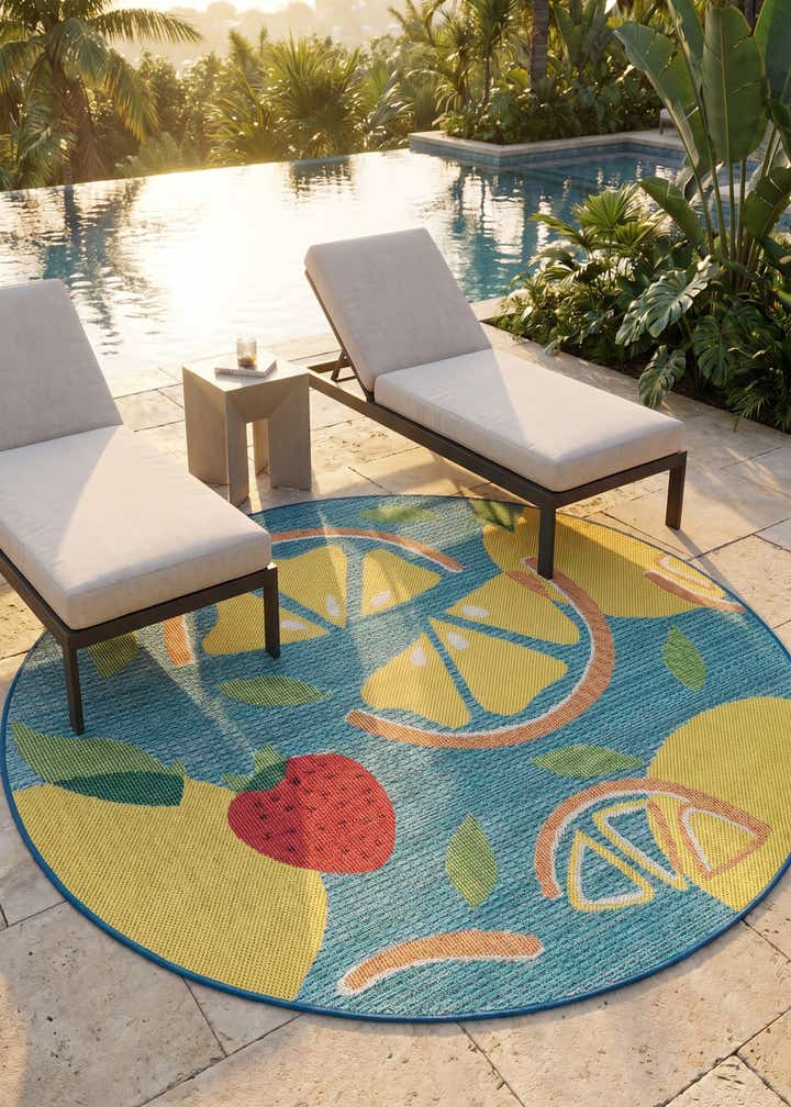 6' 1 x 6' 1 Easy-Clean Baja Indoor / Outdoor Round Rug