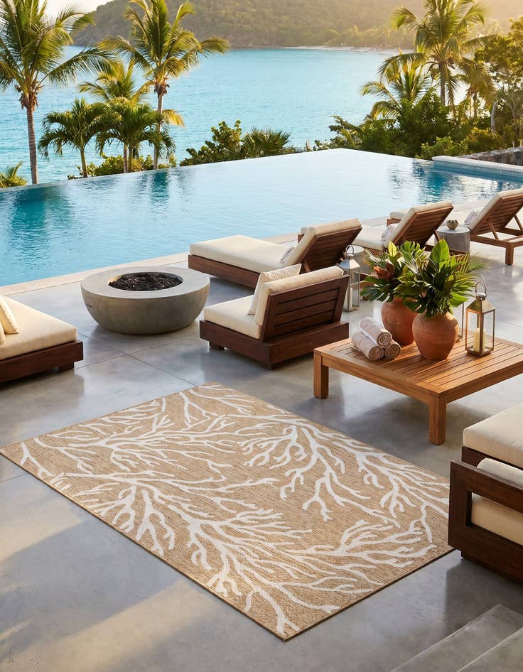 Detail image of 5' 3 x 7' Easy-Clean Coastal Indoor / Outdoor Rug