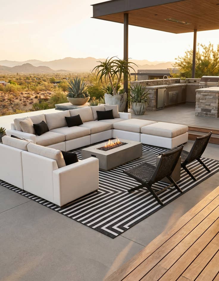 Detail image of 13' x 13' Easy-Clean Modern Indoor / Outdoor Square Rug