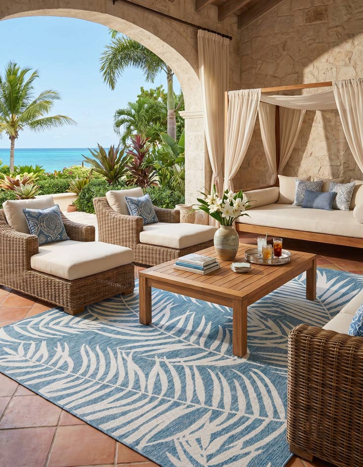 Detail image of 7' x 10' Easy-Clean Botanical Indoor / Outdoor Rug